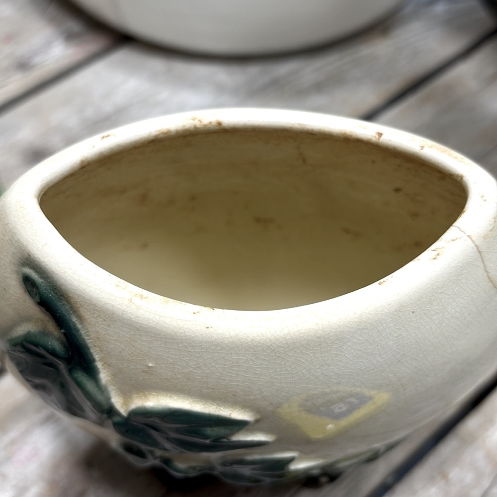 2 Vintage Royal Copely Planters | Vases. Pottery | Green | Ivory | Ivy | GUC - Picture 5 of 12